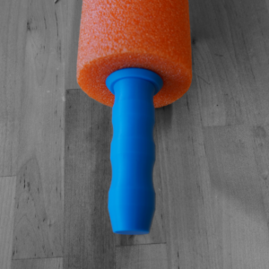 This is a sword handle that is able to screw into the bottom of a pool noddle making for a fun pool toy.