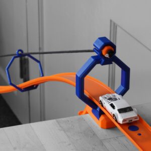 This is a photo of the Hot Wheels Compatible Sky Bridge. It is made with Environmentally Friendly Pla Plastic by a Local Business in the USA