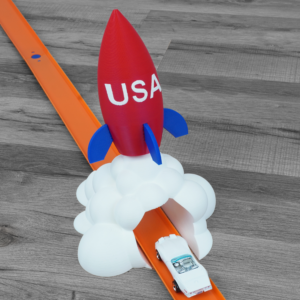 4th of July Rocket Tunnel on Hot Wheels Track setup, perfect for 4th of July gift, decoration ideas, and party favors. Transform your Hot Wheels track with this fun and festive accessory