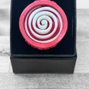 Captain Underpants Hypno Ring in red and white, 3D-printed and made from eco-friendly PLA plastic