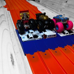 Super 6 Lane Raceway Compatible Monster Truck Crush | Monster Jam Compatible Add on |Compatible with Hot Wheels and Matchbox Cars and Track