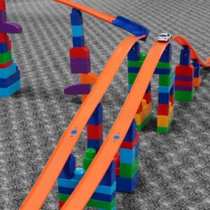 Mega-Track Hot Wheels Track Connector, compatible with Mega Blocks, made in the USA with eco-friendly plastic for creative and thrilling play