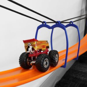 Hot Wheels Compatible 2 Lane Monster Truck Suspension Bridge with supports, rope, and wall mounts, Monster Truck Track