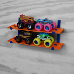 Monster Truck Wall Display | Two Lane Wall Display | Compatible with Hot Wheel Monster Trucks, Monster Jam , and Matchbox Cars