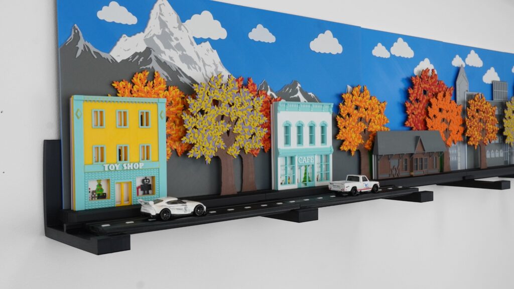 Hot Wheels wall display Slot car wall display 1/64 scale car display Swappable scenery track